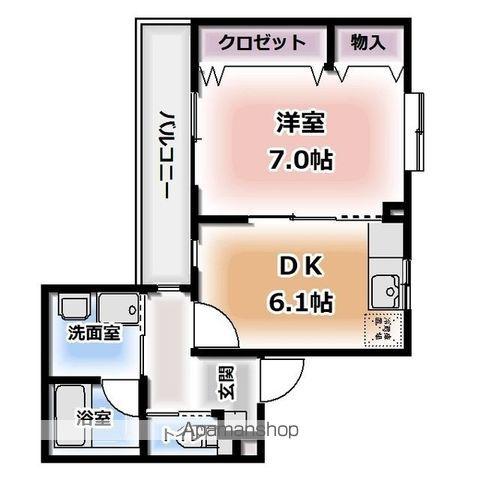 イースト(1DK/4階)の間取り写真