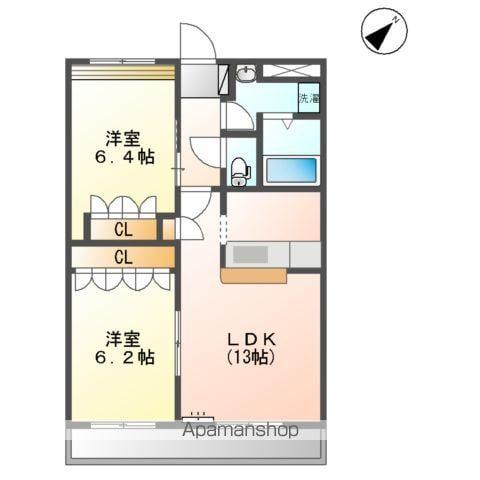 サニーコート百合前(2LDK/2階)の間取り写真