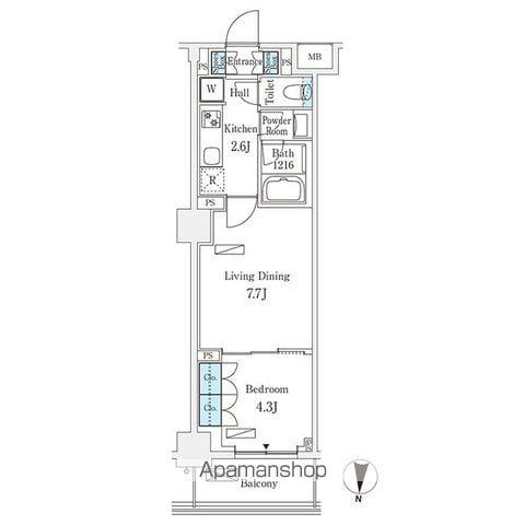 フロンティアレジデンス錦糸公園(1LDK/4階)の間取り写真