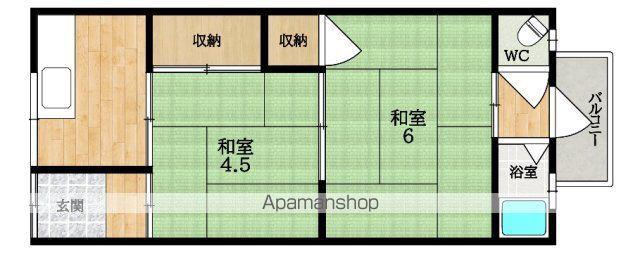 清楽荘(2K/1階)の間取り写真