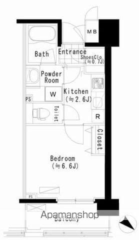 PRIME URBAN 東中野 COURT(1K/10階)の間取り写真