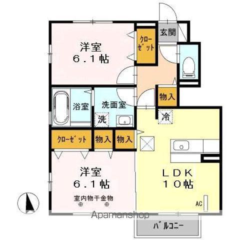 グレースコートミレーニアA(2LDK/1階)の間取り写真