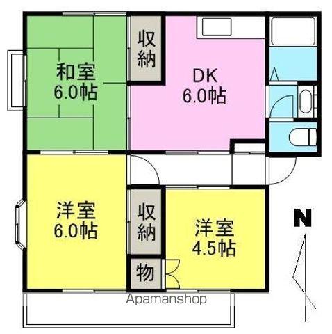 ハイムクレイドル(3DK/2階)の間取り写真