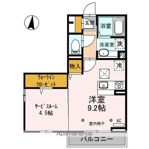 カーサ アピオA(ワンルーム/1階)の間取り写真