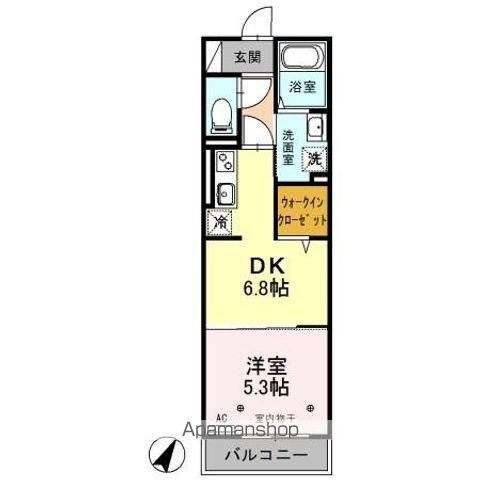 ポルトセレーノ(1DK/2階)の間取り写真