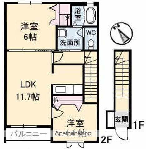 シャルマンファミーユⅠ(2LDK/2階)の間取り写真