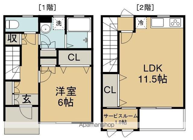 プール・トゥジュール(1SLDK/1階)の間取り写真