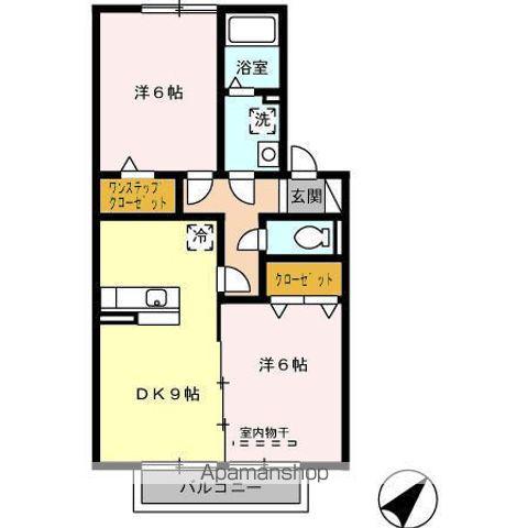 グリーンヒル(2DK/2階)の間取り写真