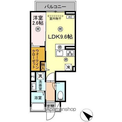 アンビシャス山口中央(1LDK/1階)の間取り写真