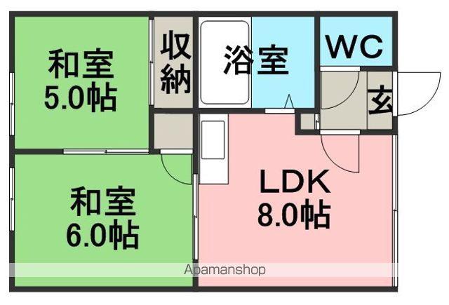 原田荘(2DK/2階)の間取り写真