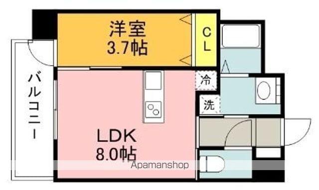 イクシオン美野島(1LDK/3階)の間取り写真