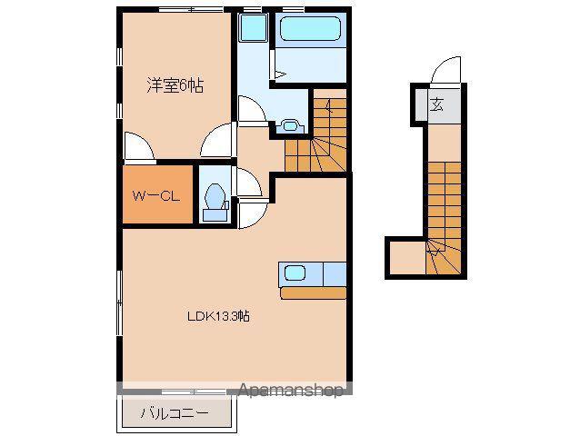 ステラⅠ番館(1LDK/2階)の間取り写真
