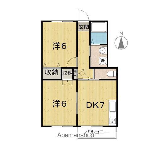 ハイライズ歩坂(2DK/1階)の間取り写真