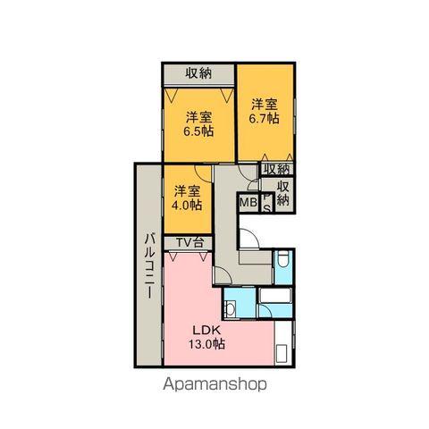 PEACE ROOM B(3LDK/3階)の間取り写真