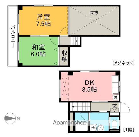 アーバンビレッジ鴨部Ⅱ(2DK/1階)の間取り写真