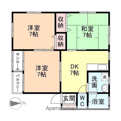 メゾンハイウィロS棟(3DK/2階)の間取り写真