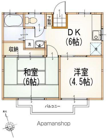 グリーンコーポA(2DK/2階)の間取り写真