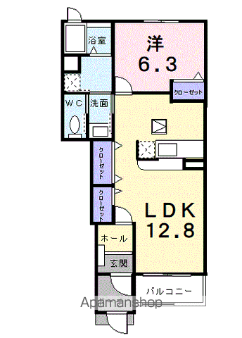 メリーブライトA(1LDK/1階)の間取り写真