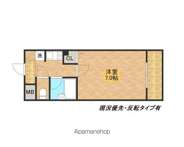 クロスロード北池田(1K/4階)の間取り写真