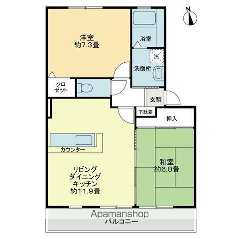 フォブール高松西(2LDK/2階)の間取り写真
