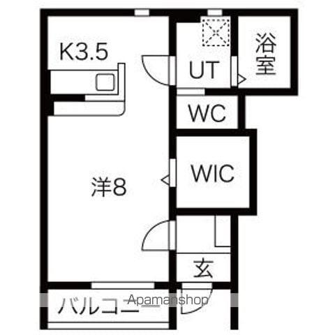 ウエスト SIDE A棟(1K/1階)の間取り写真