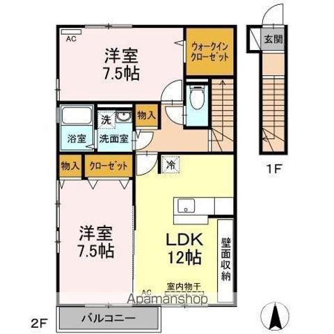 グランドソレーユTOYOTA B棟(2LDK/2階)の間取り写真