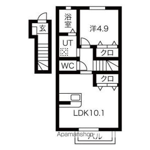 レガーメイースト(1LDK/2階)の間取り写真