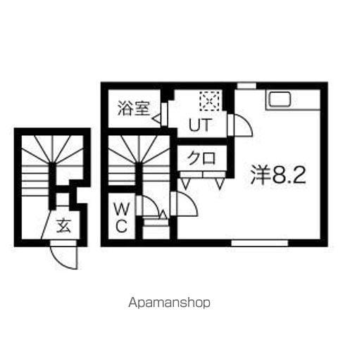 ドミール幸(ワンルーム/2階)の間取り写真