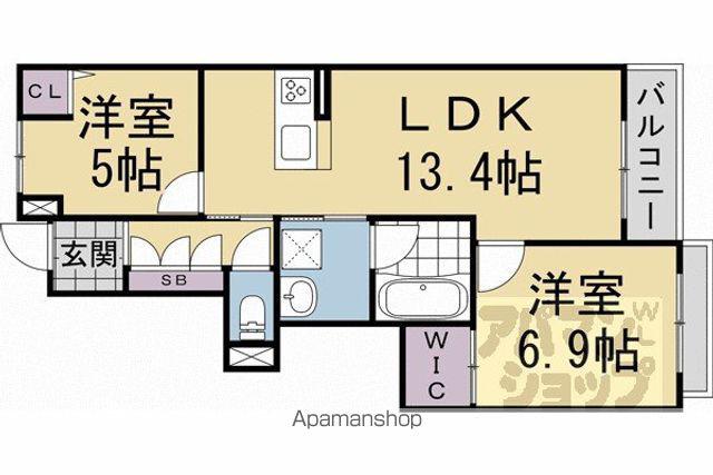 エクラシエ桃山筒井(2LDK/3階)の間取り写真