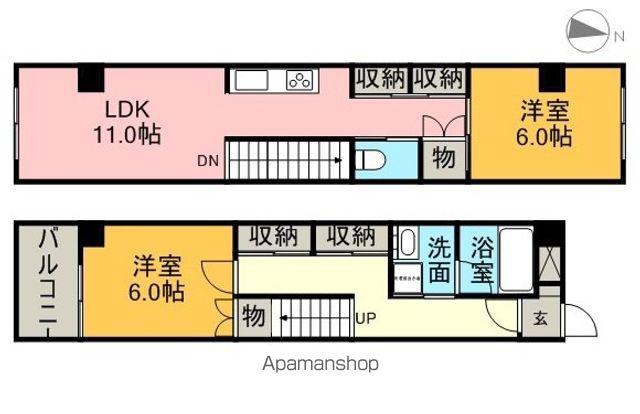 ウィペットスクエア(2LDK/3階)の間取り写真