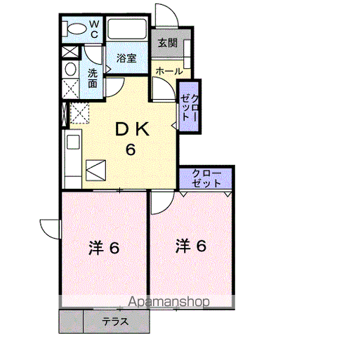 シャルマンコーポⅤ(2DK/1階)の間取り写真