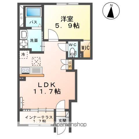 リバレイン南川(1LDK/1階)の間取り写真