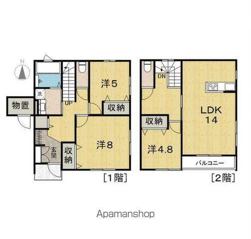 宮城県仙台市宮城野区 2階建 築2年(3LDK)の間取り写真