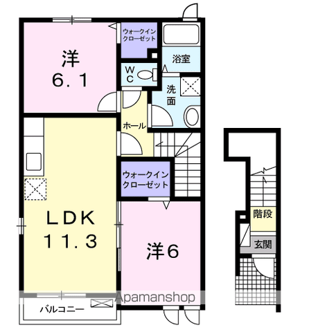 シャルロットⅣ(2LDK/2階)の間取り写真