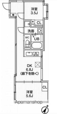 EXAM中目黒2(2DK/3階)の間取り写真