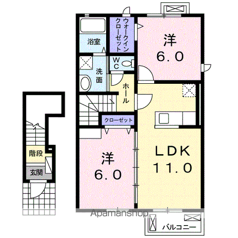 ブライドガーデンⅢA(2LDK/2階)の間取り写真