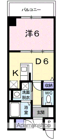 パールヒルズ入江町(1DK/3階)の間取り写真