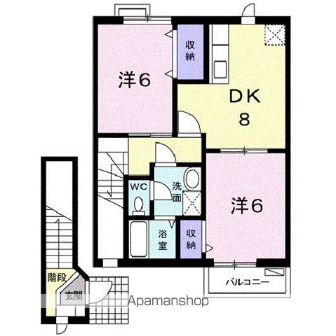 ル・アーブルA(2DK/2階)の間取り写真