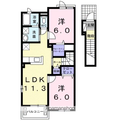 メープルハウスA(2LDK/2階)の間取り写真