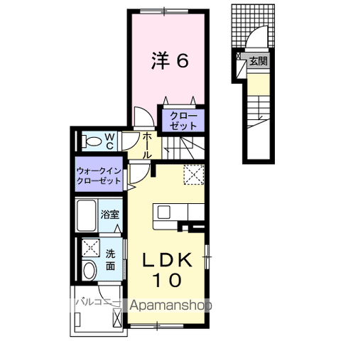 レジデンスやはたⅣ A(1LDK/2階)の間取り写真