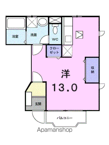 アクテュエルY(ワンルーム/1階)の間取り写真