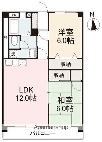 ヴィラ・アンソレイエ香西本町(2LDK/2階)の間取り写真