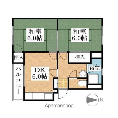 岩崎ハイツB棟(2DK/3階)の間取り写真