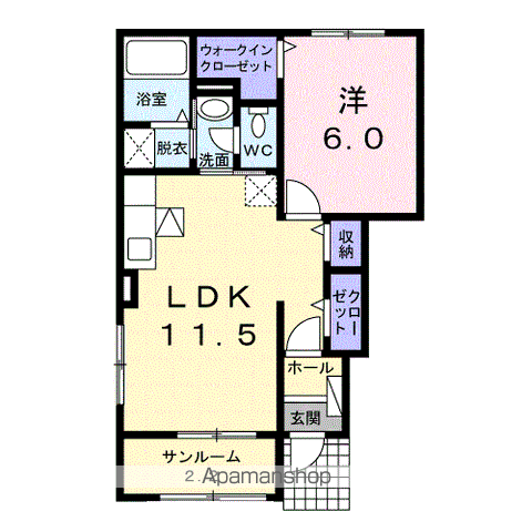 サニーガーデンⅠ(1LDK/1階)の間取り写真