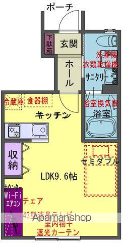 ラポール村崎野A(1K/1階)の間取り写真