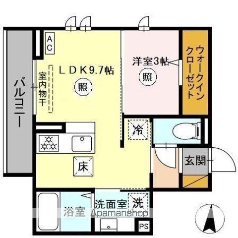 メゾングレイス(1LDK/1階)の間取り写真