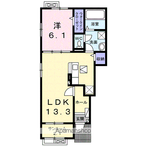 サウスラポール Ⅱ(1LDK/1階)の間取り写真