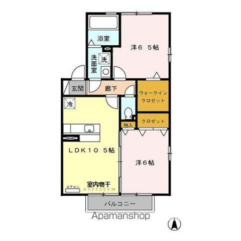 ラビウスコートA/B(2LDK/2階)の間取り写真