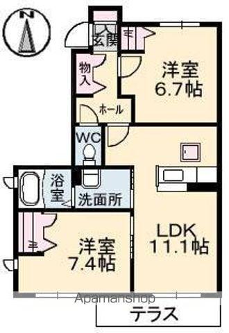 シャーメゾン上林(2LDK/1階)の間取り写真