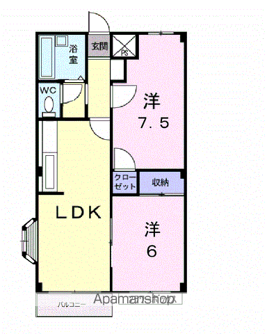 エルディムセキネ(2LDK/2階)の間取り写真